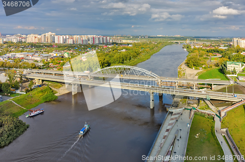 Image of Old bridge and construction new one. Tyumen.Russia