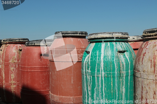 Image of Old empty plastic drums_5743