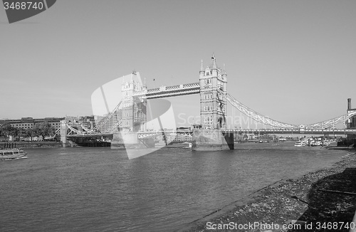 Image of Black and white Tower Bridge in London