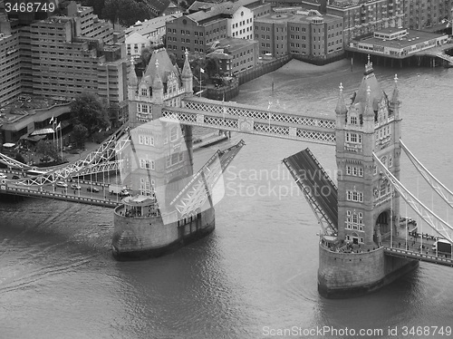 Image of Black and white Aerial view of London