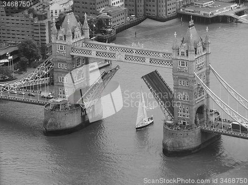 Image of Black and white Aerial view of London
