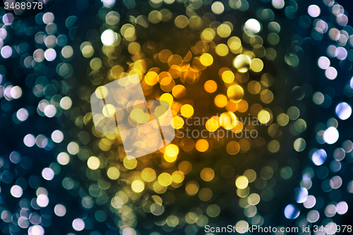 Image of abstract christmas color lights background - hearts