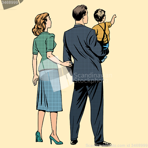 Image of Family dad mom son baby boy back