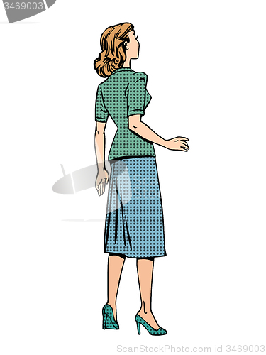 Image of Retro woman looks back