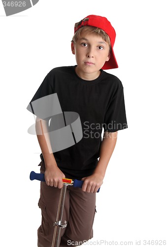 Image of Child with scooter closeup