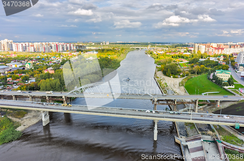 Image of Old bridge and construction new one. Tyumen.Russia