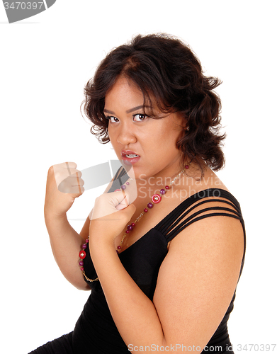 Image of Angry woman ready for fist fight.