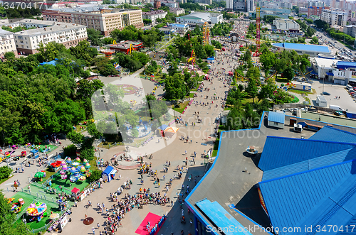 Image of People have good time in Colour Boulevard. Tyumen