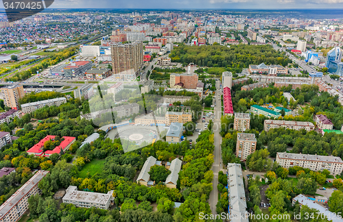 Image of Aerial view on city. Tyumen. Russia