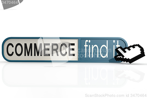 Image of Commerce word on the blue find it banner 