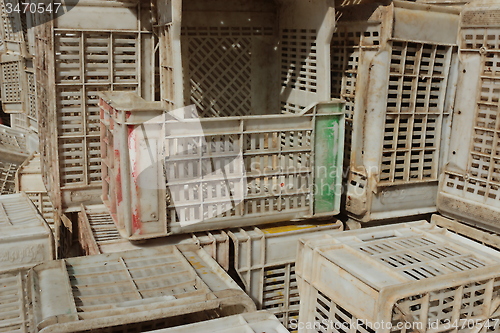 Image of Old empty plastic crates_5756