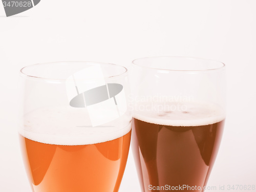 Image of Retro looking Two glasses of German beer