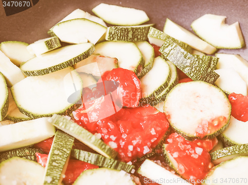 Image of Retro looking Zucchini with tomato
