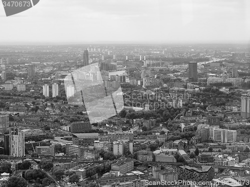 Image of Black and white Aerial view of London