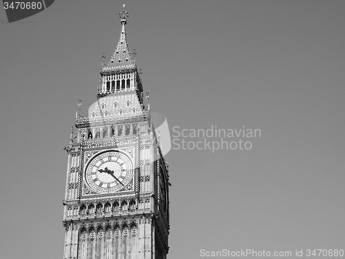 Image of Black and white Big Ben in London