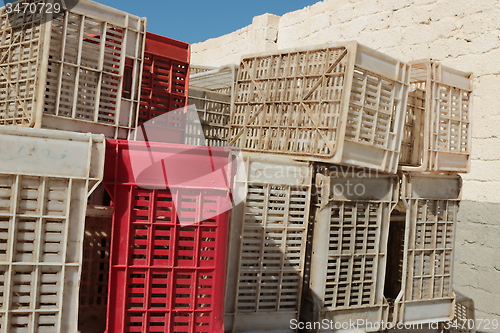 Image of Old empty plastic crates_5758