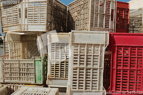 Image of Old empty plastic crates_5761