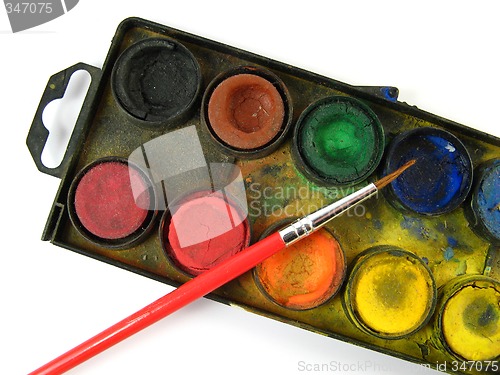 Image of brush and watercolor box