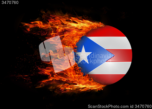 Image of Flag with a trail of fire - Puerto Rico