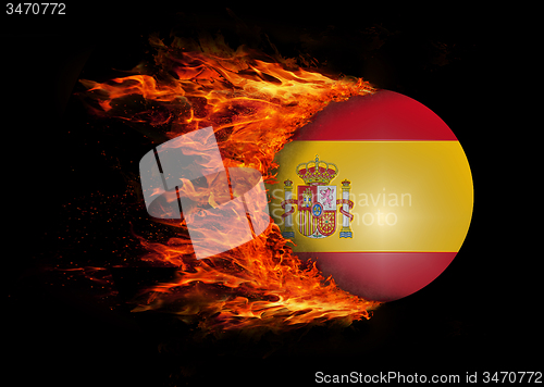 Image of Flag with a trail of fire - Spain