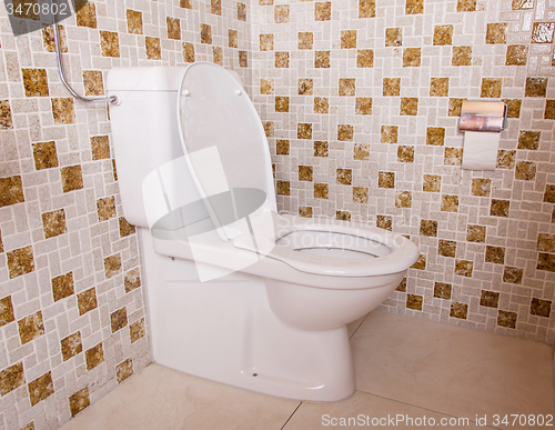 Image of Old clean toilet with old tiles