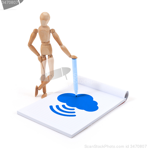 Image of Wooden mannequin writing - Cloud