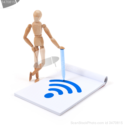 Image of Wooden mannequin writing - WiFi