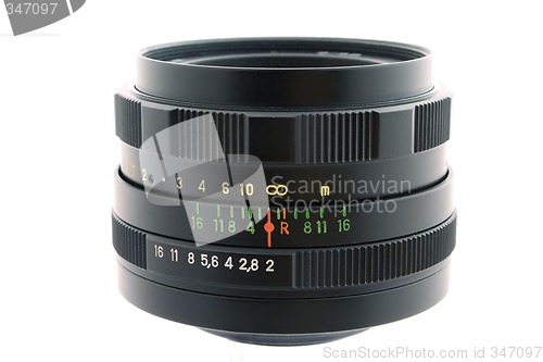 Image of Objective of a photo camera on a white background. isolated 1