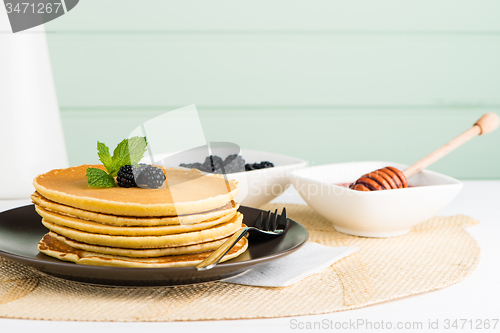 Image of Pancakes with fresh blackberries