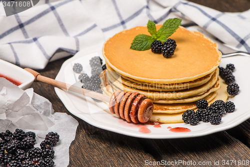 Image of Pancakes with fresh blackberries