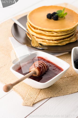 Image of Pancakes with fresh blackberries