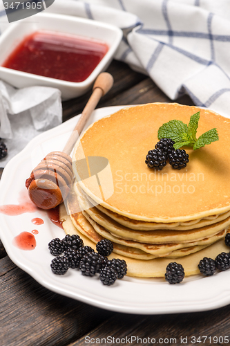 Image of Pancakes with fresh blackberries