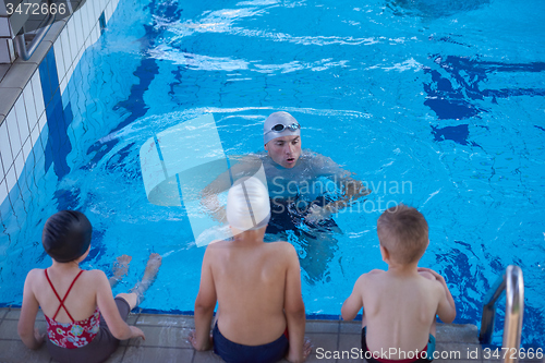 Image of child group  at swimming pool school class