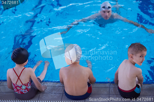 Image of child group  at swimming pool school class