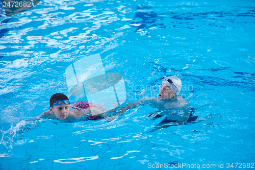 Image of child group  at swimming pool school class