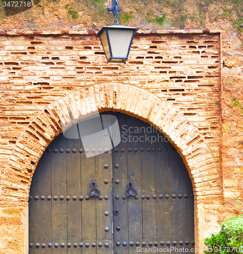 Image of historical in  antique building door morocco style africa   wood