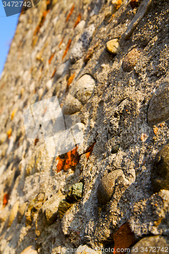 Image of wall milan  in italy old   church sky  background  stone