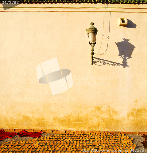 Image of street lamp old construction in africa morocco and  leather near