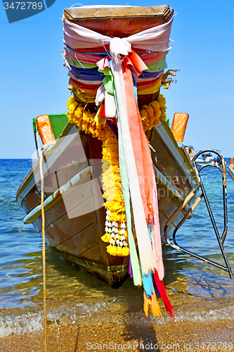 Image of boat prow asia  the  bay  kho tao      rocks     thailand  and s