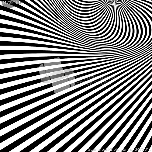 Image of Pattern with optical illusion. Black and white background. 