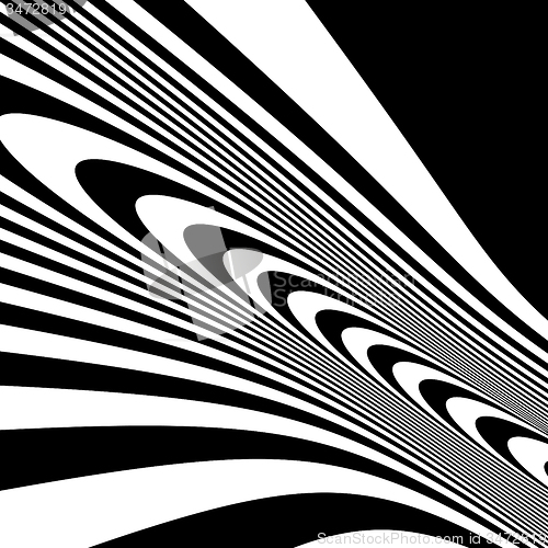 Image of Pattern with optical illusion. Black and white background. 