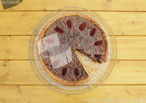 Image of Pecan pie with a slice missing