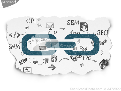 Image of Web design concept: Link on Torn Paper background