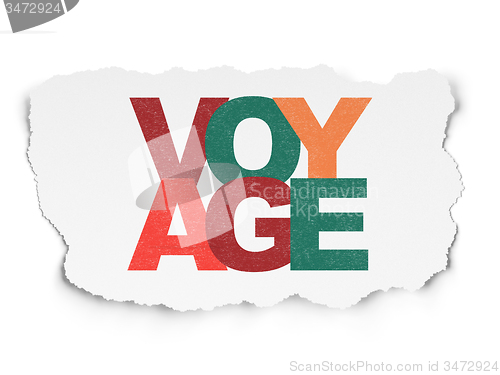 Image of Travel concept: Voyage on Torn Paper background