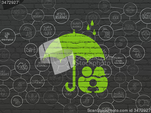 Image of Insurance concept: Umbrella on wall background