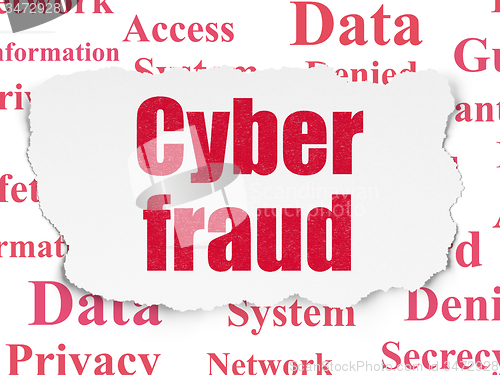 Image of Safety concept: Cyber Fraud on Torn Paper background