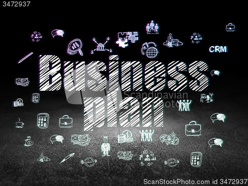 Image of Finance concept: Business Plan in grunge dark room