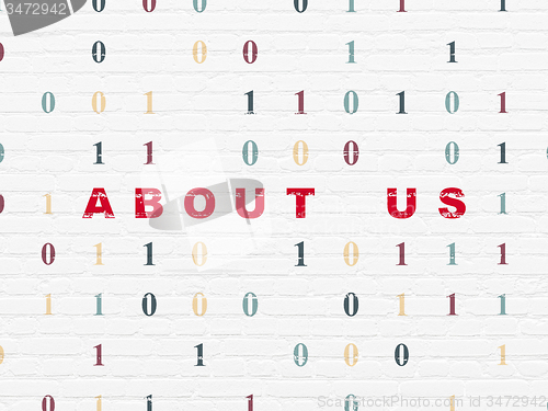 Image of Business concept: About us on wall background