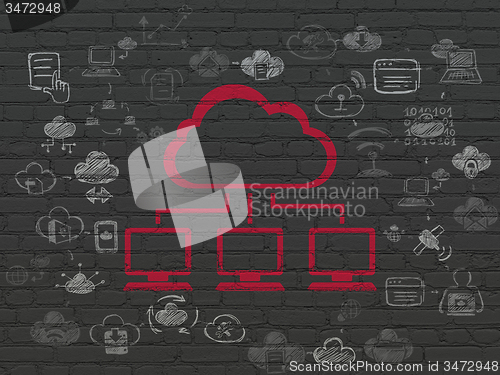 Image of Cloud technology concept: Cloud Network on wall background