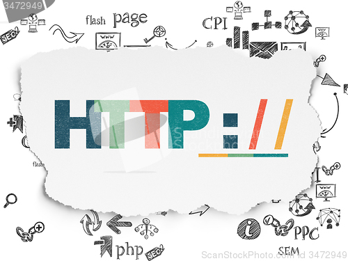 Image of Web design concept: Http : / / on Torn Paper background